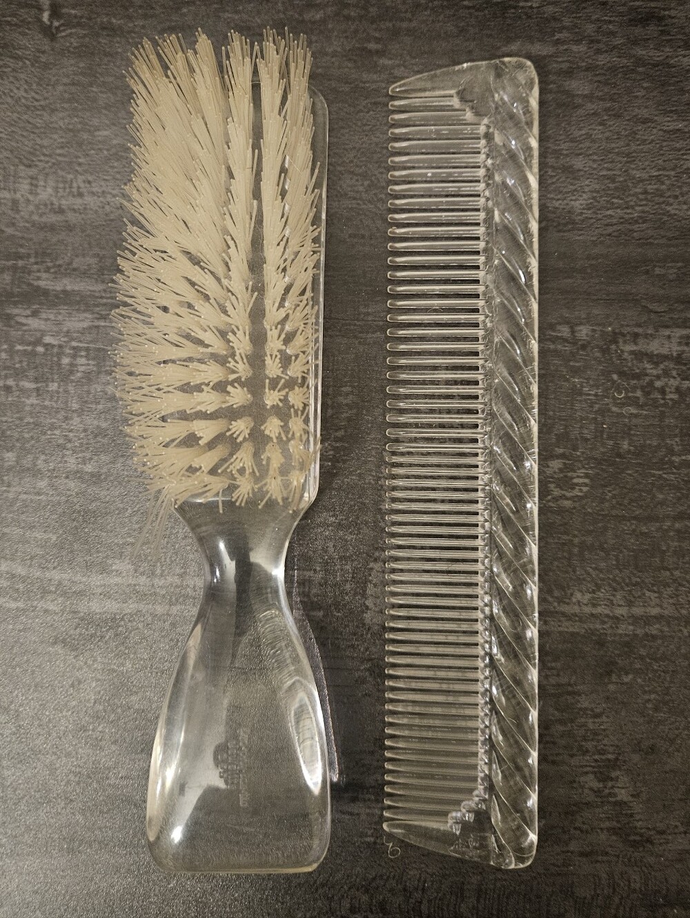 Vintage Jewelite Clear Lucite Brush & Comb Set